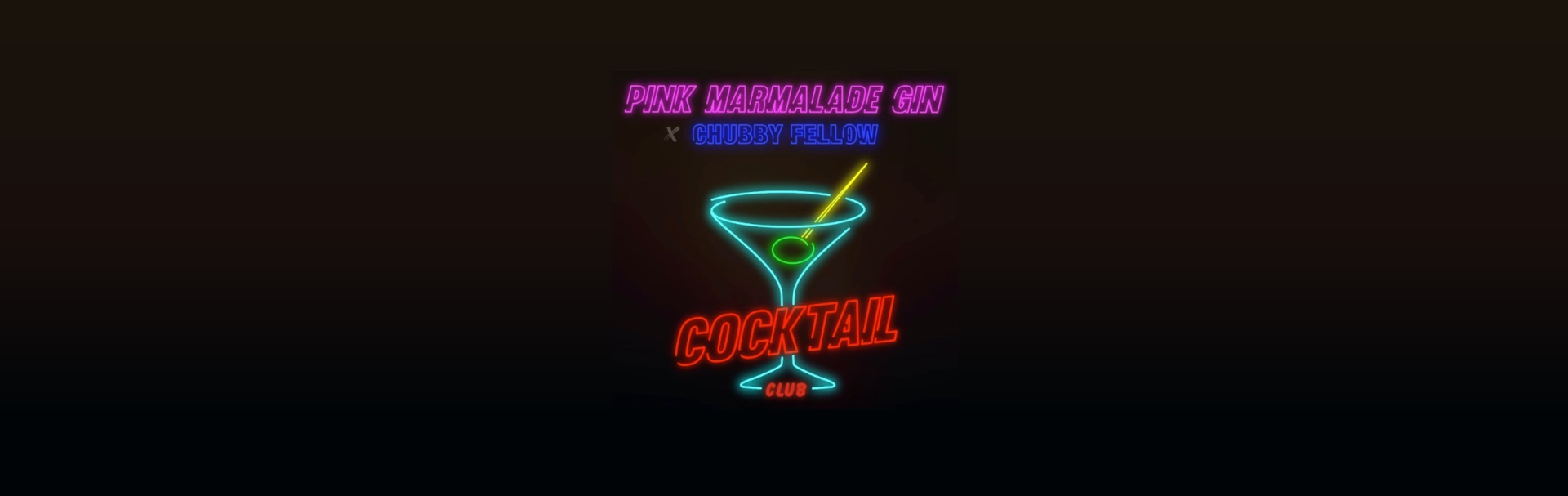 neon sign saying Pink Marmalade Gin x Chubby Fellow